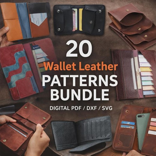 20 Leather Wallet Patterns Bundle – DIY Leather Craft Templates (PDF Download) - Etsy