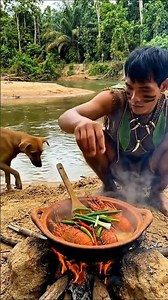 Lobster with Green Chili: The Secret to Delicious Forest Man Cooking! #food #cooking #shorts