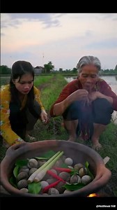 AMAZING COOK: Spicy Cockles Steamed with Herbs by the Flooded Rice Field #food #seafoodprep
