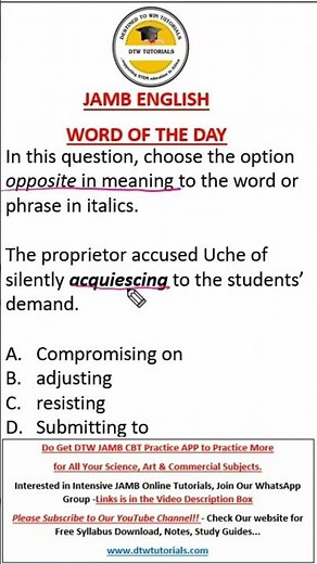 Acquiescing - JAMB English Word of the Day #jamb #jamb2024