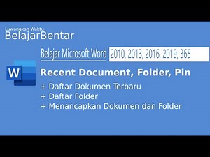Learn Microsoft Word Recent Documents, Folders, Pins. English
