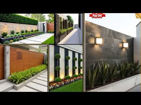“99+ Modern Exterior Boundary Wall Ideas new trend | Front Compound Wall & ”Fence Design #wall