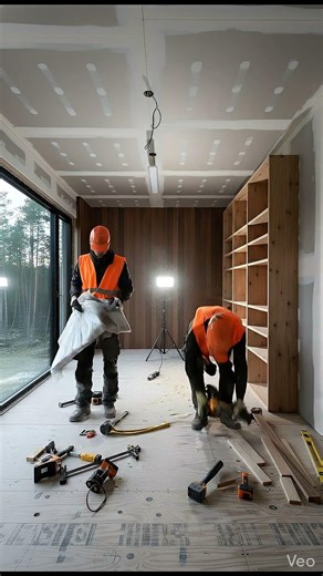 Luxury Library Build: Start to Finish 🛠️#shorts #construction #library #interiordesign #asmr