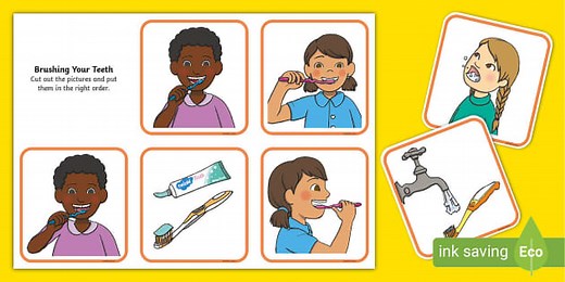 How to Brush Your Teeth Sequencing Cards