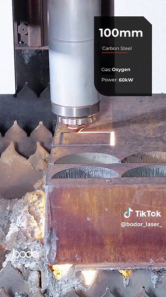 100mm carbon steel. 60kW oxygen cutting. High power meets stable thick plate processing. #Bodor#LaserCutting#60kw #carbonsteel#metalfabrication #manufacturing #IndustrialTechnology