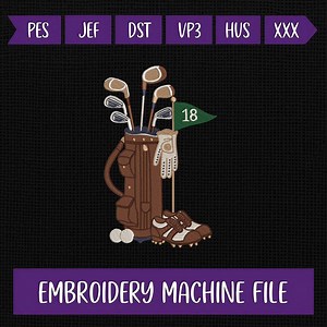 Golf Bag Embroidery Design, Hole 18 Golf Club Machine Embroidery File, Classic Golfer Sports Pattern, Digital File - Etsy