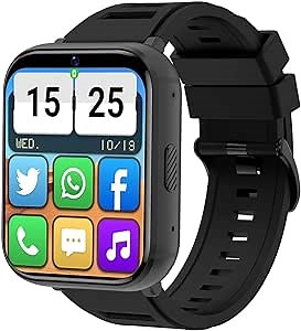 4G LTE Smart Watch Phone, Android 9.0 MTK6761 8 Core 2GB+16GB Men Watch BT5.0 IP67 930mAh 2.08" Touch Screen Support SMS Reply/Camera/Video Call/Wifi/SOS/GPS Fitness Activity Tracker (2GB+16GB, Black)