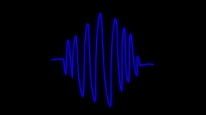 Animation blue neon light sound wave effect on black background.