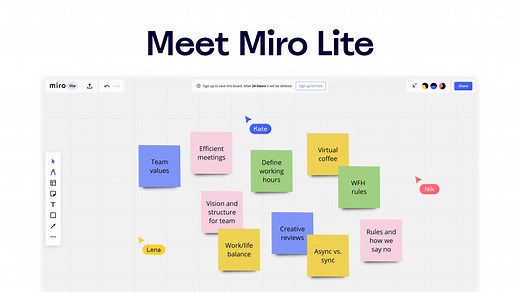 Meet Miro Lite, the free online whiteboard for teams