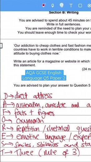 AQA GCSE English Language Paper 2 Q5. Use these techniques to achieve top marks #gcserevision #gcse