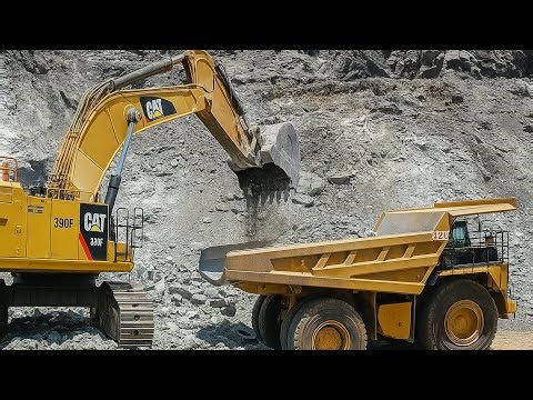 Massive Caterpillar 390F Excavator Loading 100-Ton CAT Truck with Pure Iron Ore | Open-Pit Mining