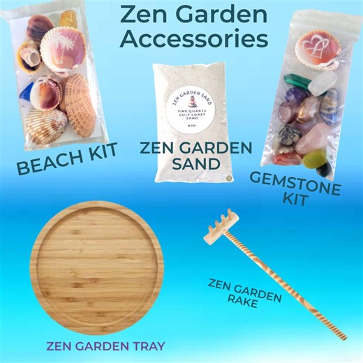 Zen Garden Accessories Kits for Desktop Mini Zen Gardens - Select From Bamboo Tray, Quartz Sand, Zen Rake, Beach Zen Kit, Gemstone Zen Kit - Etsy