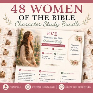 48 Women of the Bible Character Study Bundle Printable PDF | Christian Study