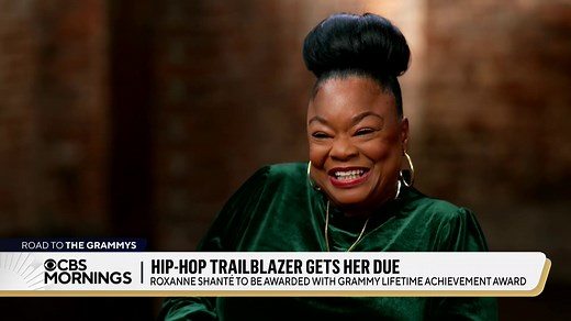 Roxanne Shanté is a trailblazer in hip-hop. Her 1984 hit, "Roxanne's Revenge" became one of the first, and biggest diss tracks of all time. Shanté, who paved the way for both men and women rappers alike, will receive a Lifetime Achievement Award at this year’s #Grammys. She met with Gayle to reflect on her journey from growing up in NYC's Queensbridge housing projects and teaching herself to rap at 8 years old, to finally getting her due: “I can't stop smiling." | CBS Mornings