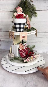 This gingerbread themed tiered tray decor set is such a cute way to add a festive touch to your home! #amazonfinds #blackfriday #tieredtraydecor #gingerbread | Sustain My Craft Habit