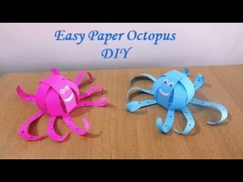 How to make an Easy Paper Octopus (1 Sheet of Paper) ~ DIY ~ Steps..