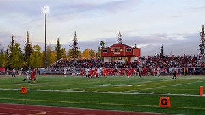 Tradition... Rain, snow, sleet, or shine, the Palmer Moose and Wasilla Warriors high school football teams have met on the gridiron to play the Potato Bowl game in the last week of the regular season for the past 40 years. A little rain this year won't change tradition. Who will hoist the Mayor's Cup in the 40th year of the storied matchup? Kickoff tonight at 7 p.m. at Palmer High School. | Last Frontier Magazine Alaska