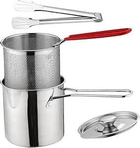SHOWERORO 1 Set stainless fry pot pan chicken wings skimmer 304 stainless steel food cooking pot spaghetti tempura spaghetti pot Metal cooking utensils turkey deep fryers frying pan seafood