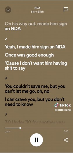 Billie Eilish - NDA #lyrics_songs #fyp #lyrics #billieeilish #billie #spotify