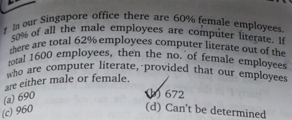 In our Singapore office there are 60% female employees. 50% of ... | Filo
