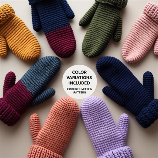 Handknitted Mitten Crochet Pattern | Crochet Women Mitten, Child & Family Mittens | Wheat Stitch Funky Finger Gloves DIY - Etsy