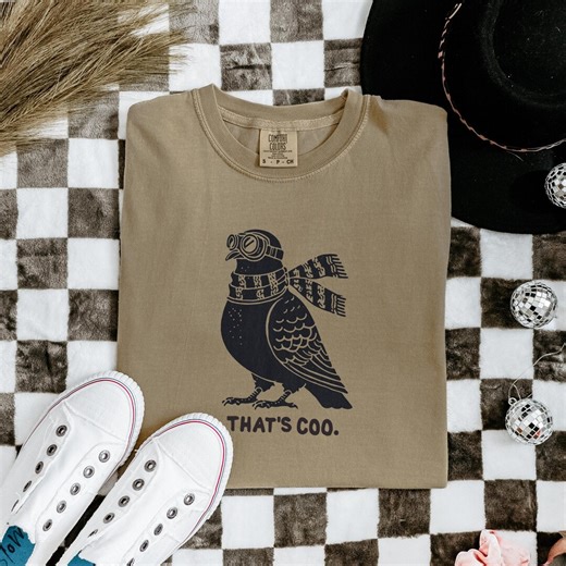 Vintage Pigeon Shirt Comfort Colors, That's Coo Punny Bird Graphic Tee for Men Women Minimalist Funny Animal T- Shirt Cute Retro Pilot Shirt - Etsy