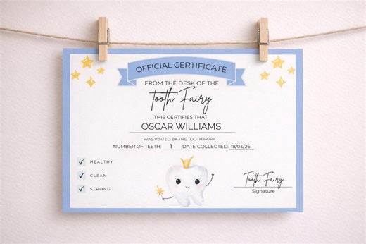 Editable Tooth Fairy Certificate Template, Printable First Lost Tooth Certificate, Instant Download Kids Tooth Fairy Letter Canva Template - Etsy