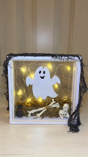 13K views · 184 reactions | Floating Ghost Halloween Shadow Box Dollar Tree DIY #halloweendiy #dollartreediy #CraftyBeach | Crafty Beach | Facebook
