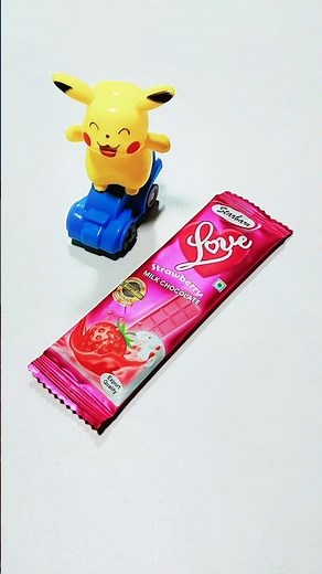 Pikachu Eats Strawberry Milk Chocolate! 🍫🍓 ASMR Stop Motion #stopmotion #shorts