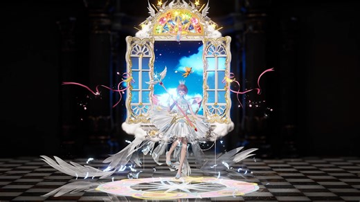 New Version | 5-Star Set [Clear Prelude] In-game Footage Life Makeover x Cardcaptor Sakura New Version - Card Pact available from Oct. 29 to Nov. 18! ❗Brand New Crystal Material Creates Classic Sakura Look❗The outfit's wings, shoes, and hat all use newly developed crystal column material, presenting ice-crystal transparency with structured light and shadow effects! ❗Dynamic Back Accessory Transforms into Mount❗Flowing cloud stained glass window becomes a brand new mount for exploring dreamy, gen