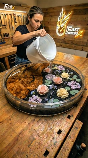 Luxury Floral Epoxy Table Reveal: From Raw Wood to Mirror-Gloss Masterpiece