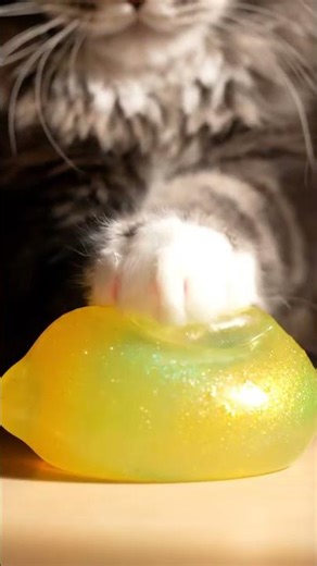 Cat Lemon Slime ASMR 🐱🍋 #asmr #relaxing #asmrsounds #usa #canada#english #shorts #fypシ