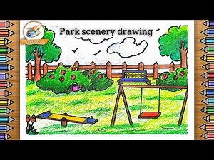 park scenery drawing | how to draw playground easy | park side drawing | park drawing