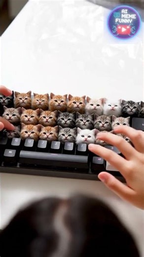 “Keyboard with Adorable Cat Keycaps t oo Cute to Type!”