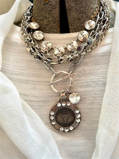 Texas Tangle Collection: Rhinestone Crystal and Labradorite Necklace Set With Texas State Coin - Etsy