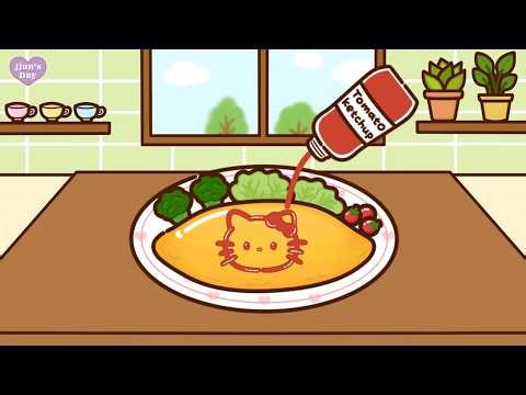 Cooking Cute Hello Kitty Omurice on iPad! 🎀🍳 | Satisfying iPad Play Sanrio DIY Drawing
