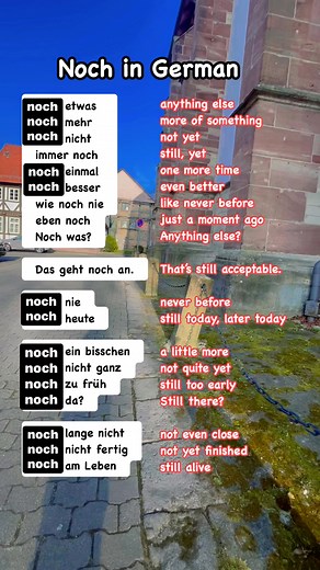 Example of German word noch. #germany #deutschland #LearnGerman #deutschlernen #deutschesprache #germanlanguage #foryoupage | Learning German with heart