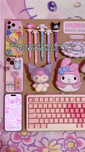 $1,000 sanrio fidget board asmr💖#fidget#asmr#diy#craft#sanrio#hellokitty#fyp#kuromi#blindbox#iphone