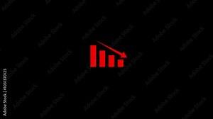 Financial business Loss down graph chart. business loss concept. Animated business loss falling down graphs icon