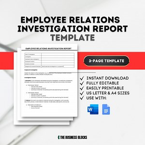 Employee Relations Investigation Report Template: HR Investigation (google Docs, MS Word) - Etsy