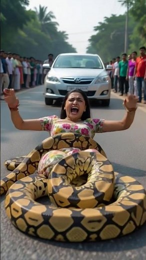 😱 Python Attacks Woman on Road | Real Snake Attack 2025 | Giant Python Wraps Around Human | Shocking