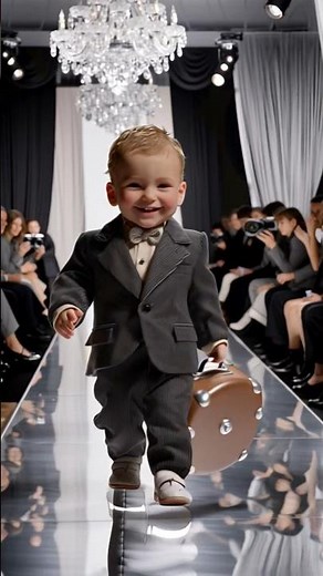 Adorable Baby in Suit Walking the Runway | Hyper Realistic Fashion Show Moment 👶😍🤩