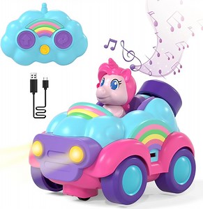 Toddler Girl Toys, Rechargeable Remote Control Car for Toddlers Ages 2-4 Girls Old Girl Toys, Unicorn Toys RC Cars with Lights & Music, Toys for 3 Year Old Girls