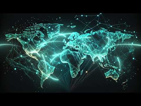 [4K] Global network connection - World map point and line composition - screensaver - footage