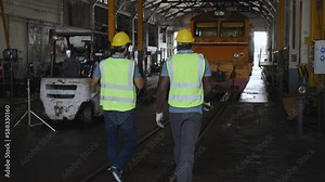 the heavy duty technicians working in the train garage