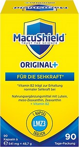 MacuShield® Original+ unterstützt den Erhalt der normalen Sehkraft mit Lutein, Zeaxanthin und meso-Zeaxanthin + Vitamin B2.* 90-Tage-Packung