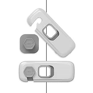 5Pcs Kids Security Refrigerator Locks.Protective Self Adhesive Latches.Pinch Proof Lock for Toddlers and Children.Ideal for Refrigerators,Cabinets,Drawers,Wardrobes and Freezers (Grey)