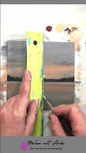 Painting the sun's reflection on water – easy trick #acrylicpaint