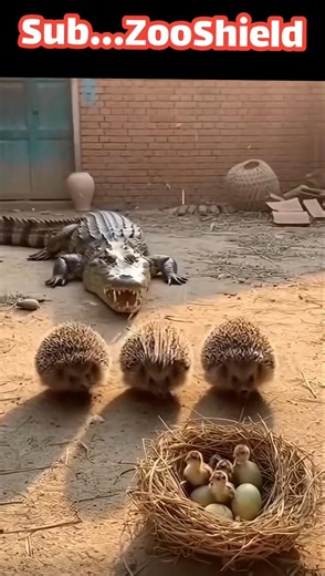 악어의 습격! 새끼 공작을 구한 고슴도치들A Crocodile Attacks Baby Peacocks, but Hedgehogs Save Them