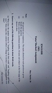 ENGLISH(202)Tutor Marked AssignmentMax. Marks: 20Note:(i... | Filo
